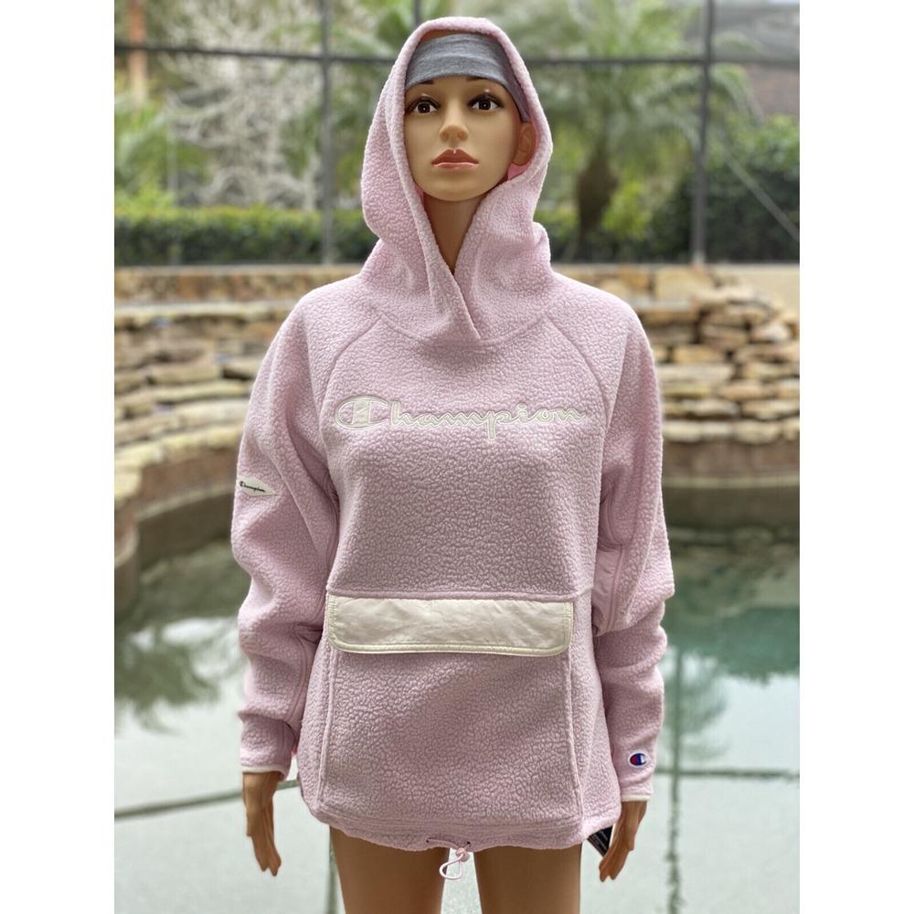 Champion Pink Sherpa Hoodie for Women, Size L, New with Tags, Activewear